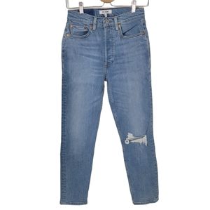 Redone 90s High Rise Ankle Crop Worn Light Azure Size 27 New With Tags